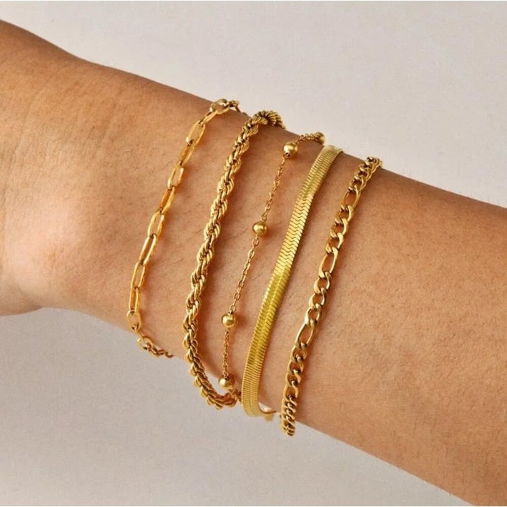 YOU PICK 2! Waterproof Gold chain Bracelets stack tarnish free gold chains CUTE
